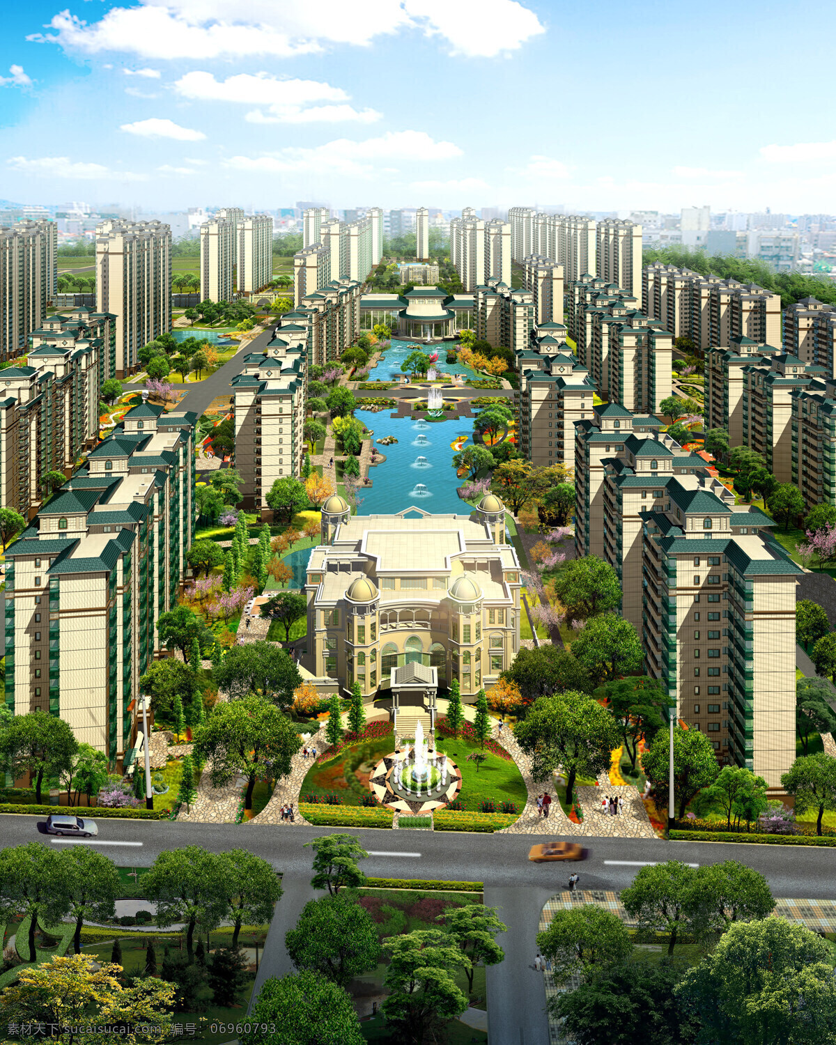 恒大 绿洲 正面 鸟瞰 中国地产 景观效果 园林住宅 商品精装 鸟瞰图 效果图 环境设计