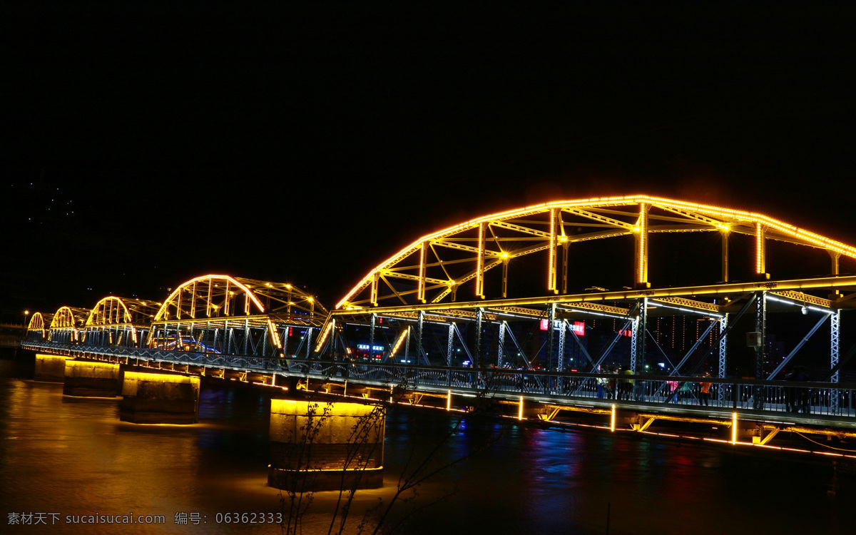 甘肃 兰州 元通 大桥 夜景