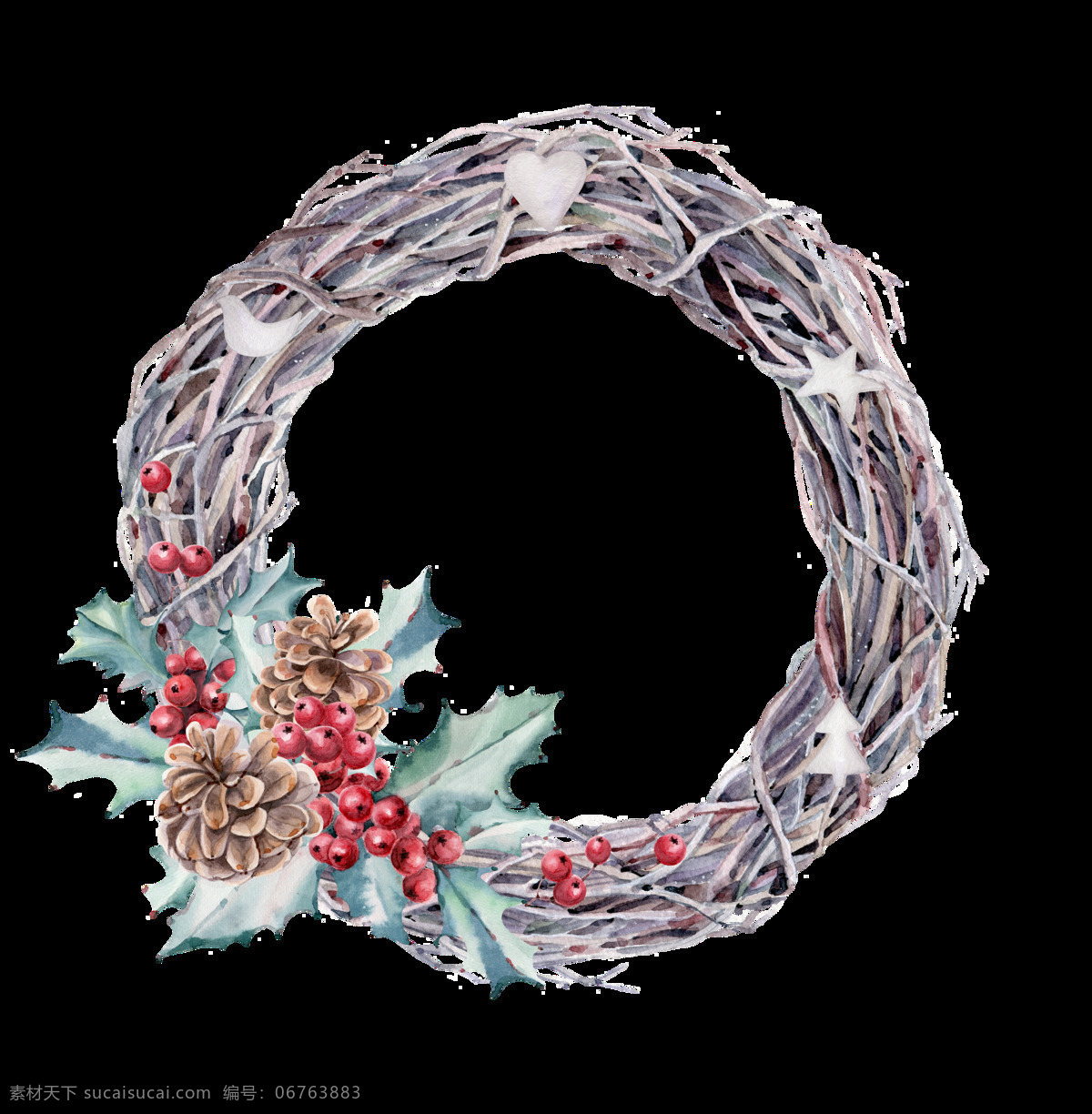 圣诞 树枝 透明 花环 节日 透明素材 免扣素材 装饰图案