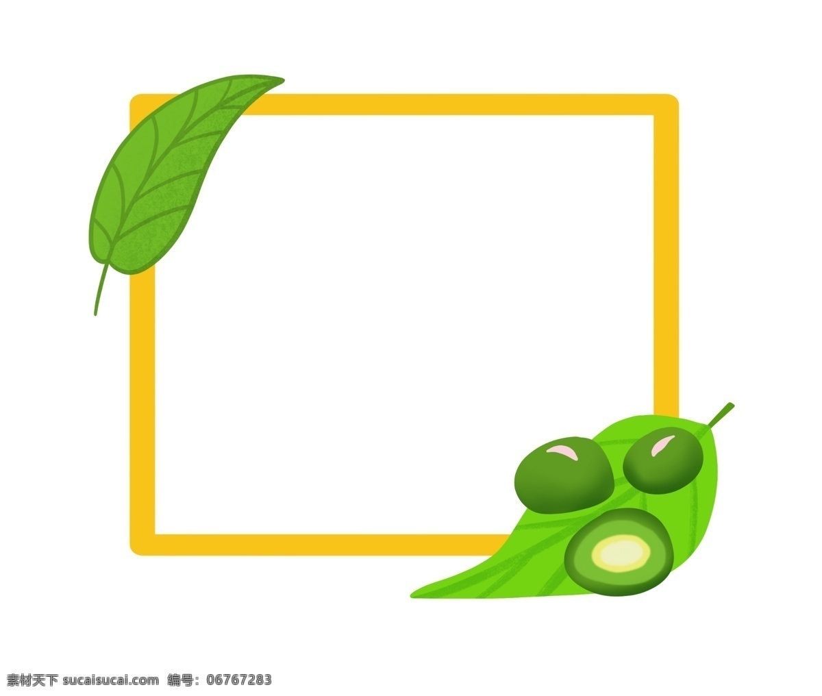 黄色 边框 卡通 插画 黄色的边框 卡通插画 边框插画 简易边框 装饰边框 框架 绿色的豆子