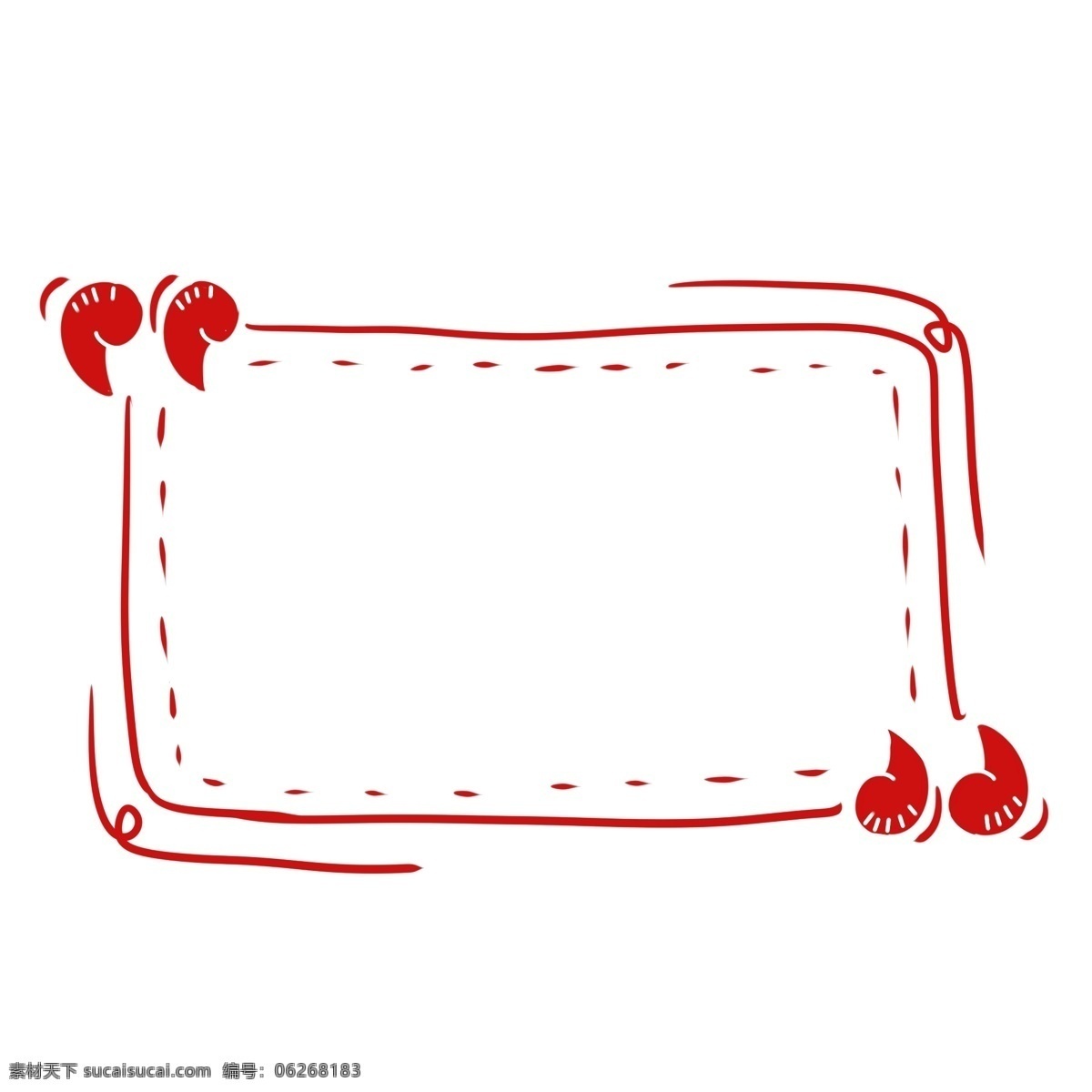 红色 简约 线条 框架 红色框架 线条边框 手绘线条 边框纹理 双引号 虚线框架