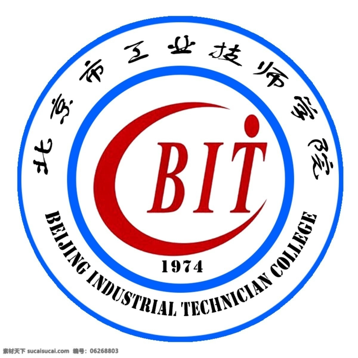 北京市 工业 技师 学院 logo 标志 圆 bitc 白色