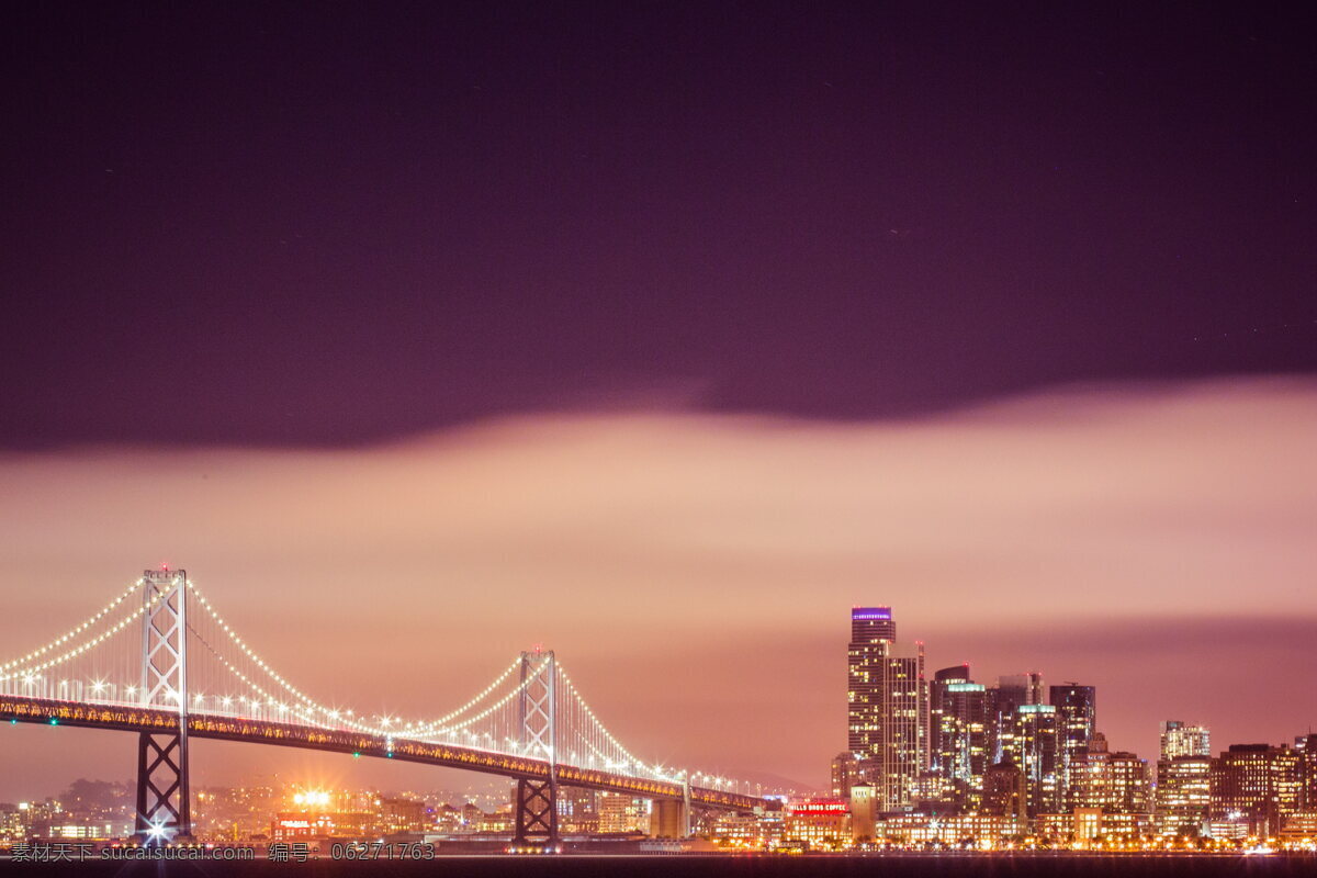 旧金山 大桥 繁华 夜景 旧金山大桥 灯光夜景 城市夜景 灯火 璀璨 繁华夜景 海湾夜景 唯美夜景 城市景观 自然景观 建筑景观