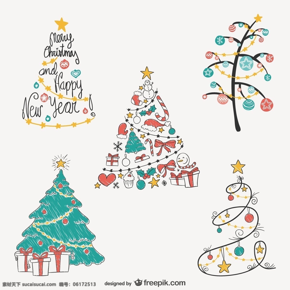 手绘 圣诞树 图纸 圣诞 快乐 新的一年 快活 圣诞节 树木 装饰 新年 圣诞装饰品 装饰品