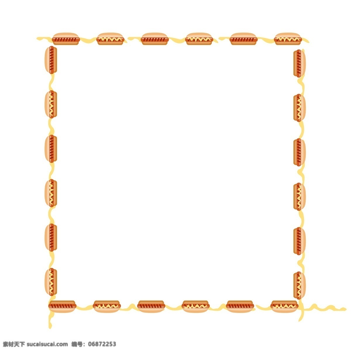 可爱 热狗 食物 边框 矢量 元素 食物边框 热狗边框 矢量边框