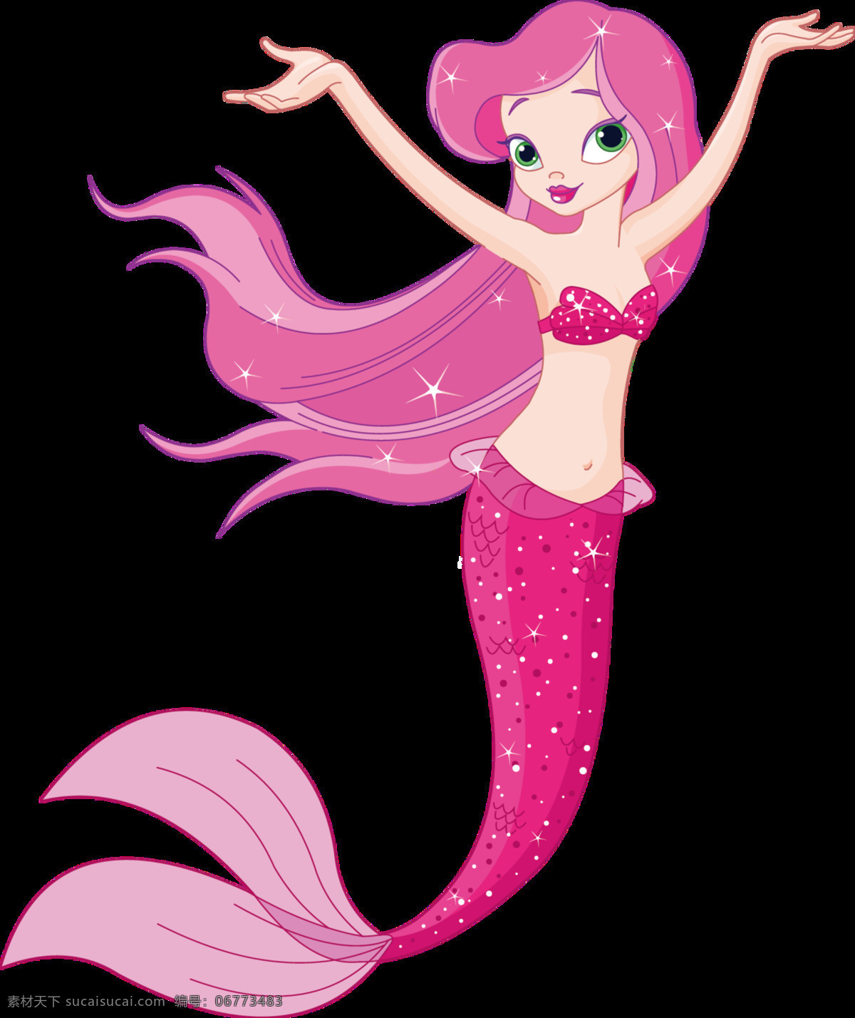 粉色 童话 美人鱼 图案 元素 彩色装饰 美人鱼图案 童话美人鱼