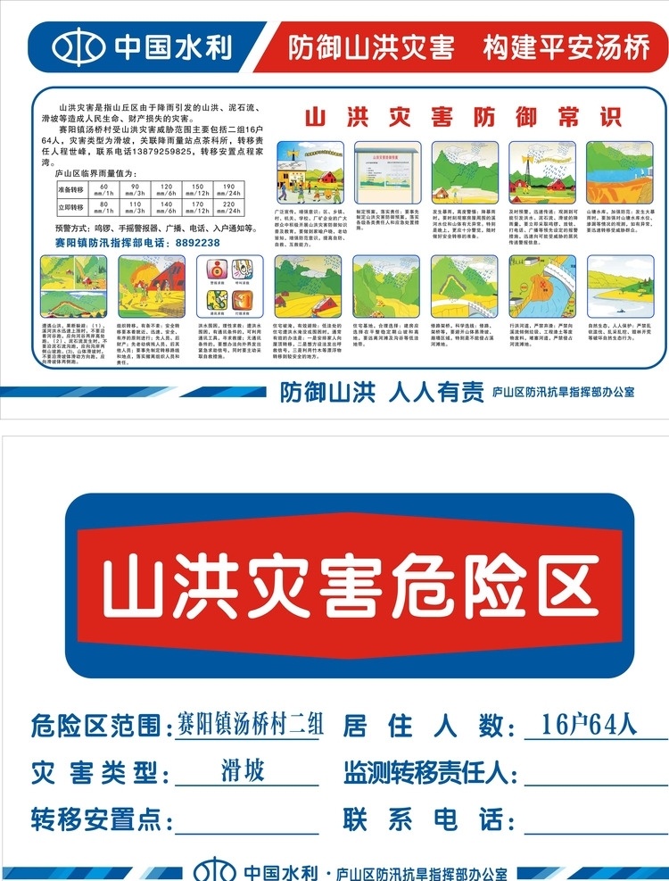 山洪宣传牌 山洪 警示 宣传 预警 防御 招贴设计