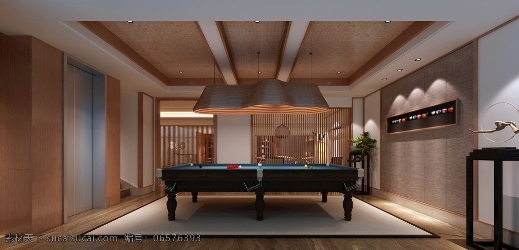 中式 台球桌 3d 模型 新中式 书房 茶室 挂画 茶桌 书桌 室内 卧室 效果图 3dmax 挂饰 软装 灯光 配饰 护墙板 效果图模型 3d设计 室内模型 max