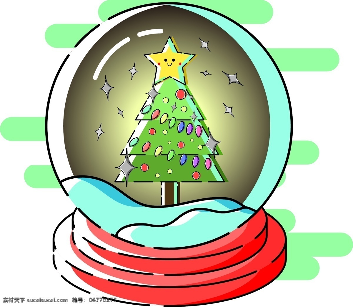 商用 矢量 扁平化 mbe 风格 水晶球 元素 圣诞节 海报素材 mbe风格 圣诞 圣诞水晶球