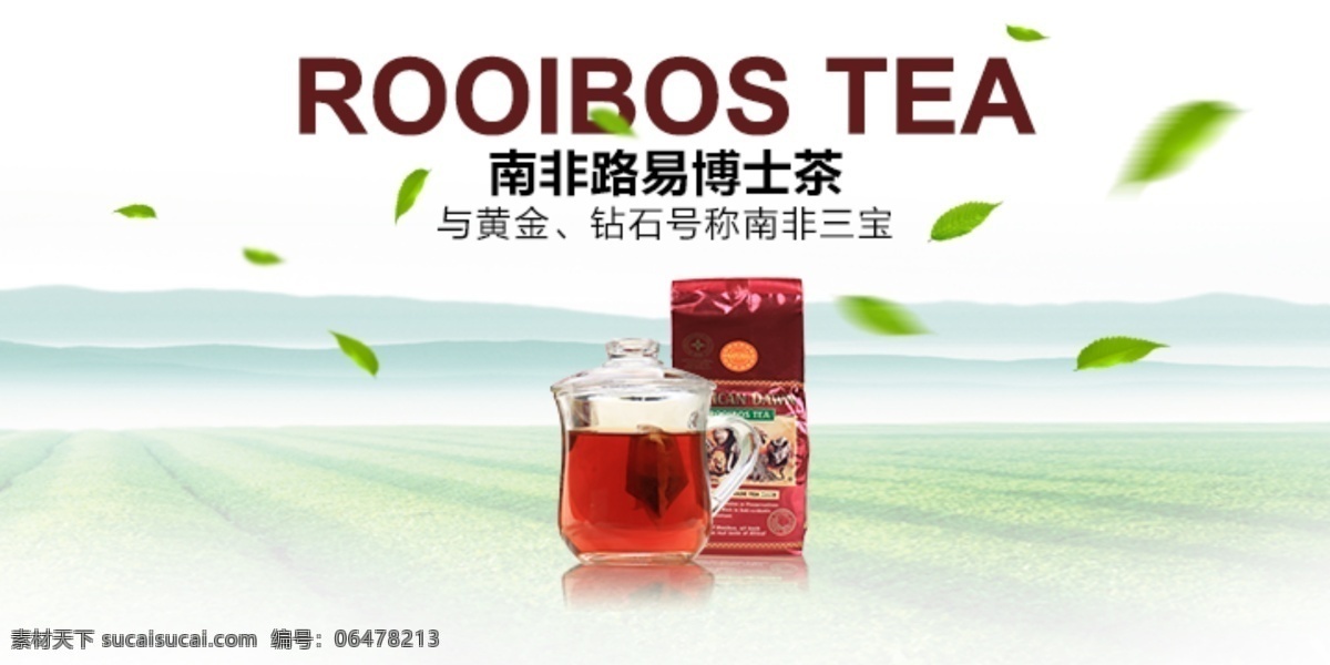 南非国宝茶 路易波士 rooibos 红茶 茶壶 茶 茶叶 飞舞 茶田 山 背景 白色