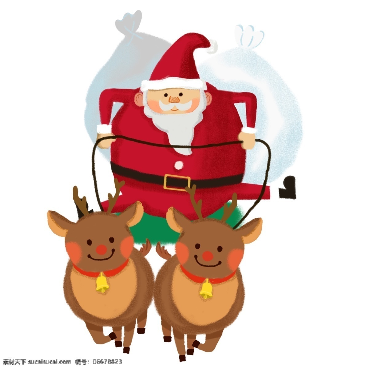 圣诞节 小清 新卡 通 手绘 套 图 戴 圣诞 帽 圣诞老人 背礼物的老人 可爱麋鹿 海报配图 圣诞帽 可爱 欢乐 礼物 麋鹿