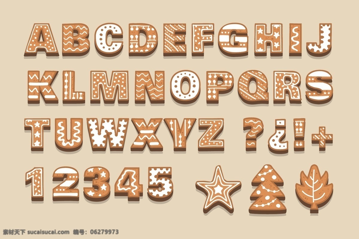 饼干字母图片 姜饼 圣诞食物 圣诞饰品 圣诞节 美食 饼干 点心 童话 插图 插画 ai矢量