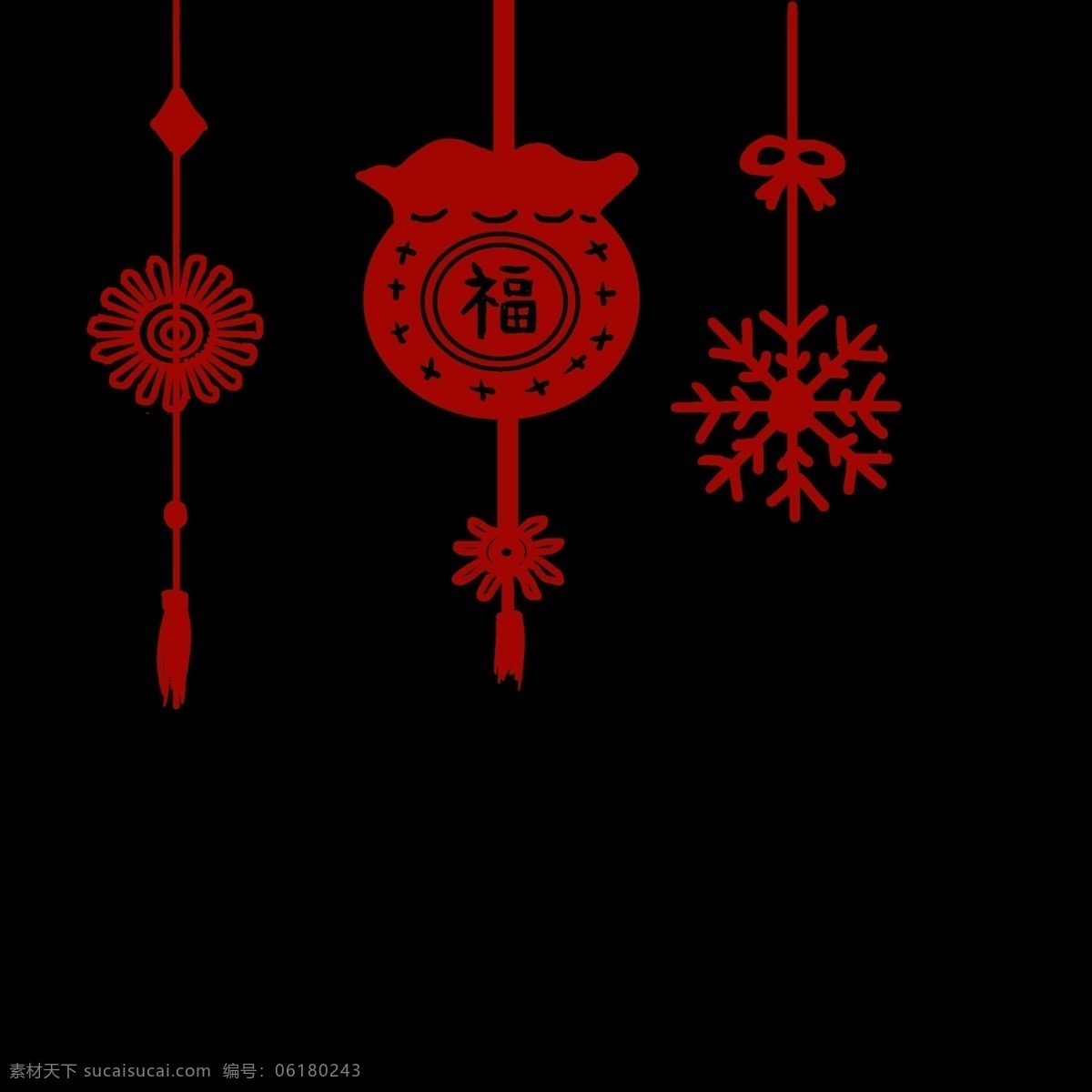 手绘 新年 挂件 插画 新年挂件 红色福袋 花朵挂饰 雪花挂饰 福袋挂件 福袋插画 花朵挂件 手绘挂饰