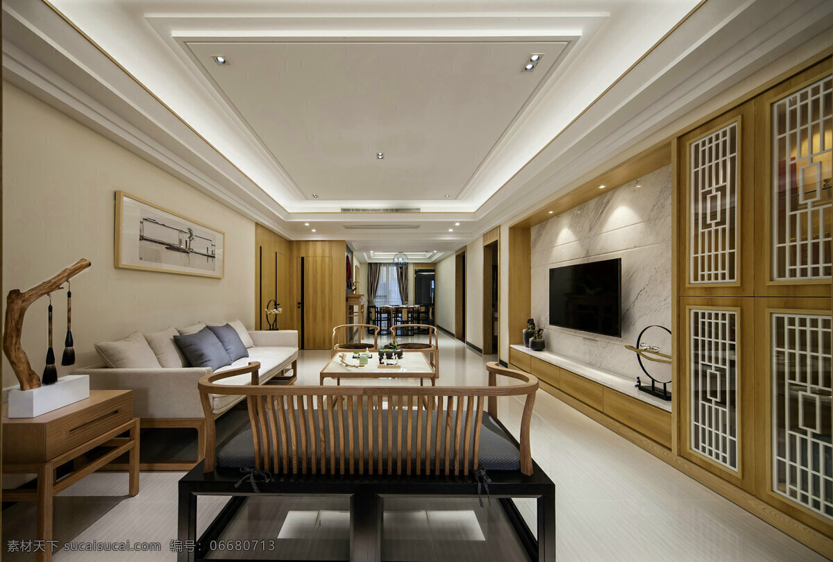 现代 雅致 客厅 玻璃门 隔断 室内装修 效果图 客厅装修 米色背景墙 木制家具 白色沙发