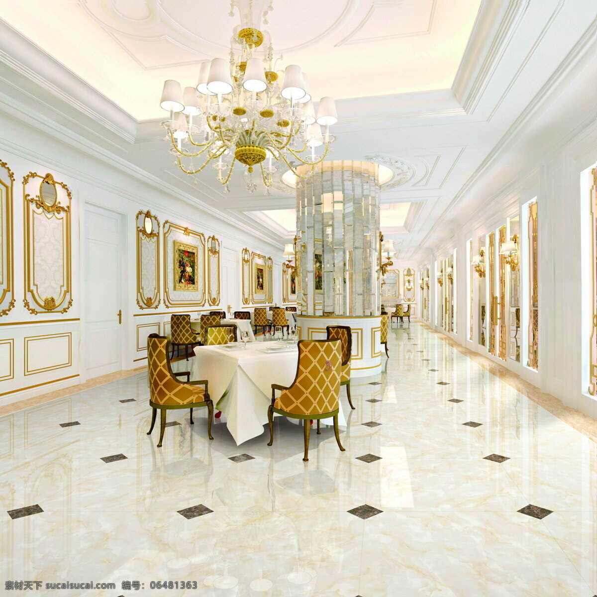抛光砖 瓷砖 微晶石 效果图 全抛釉 酒店大堂 餐厅 合成效果图 环境设计 室内设计