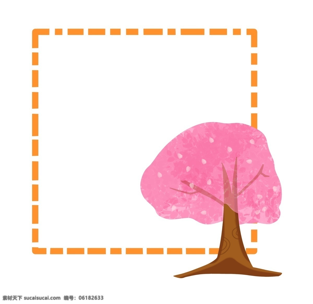 树木 边框 装饰 插画 粉色