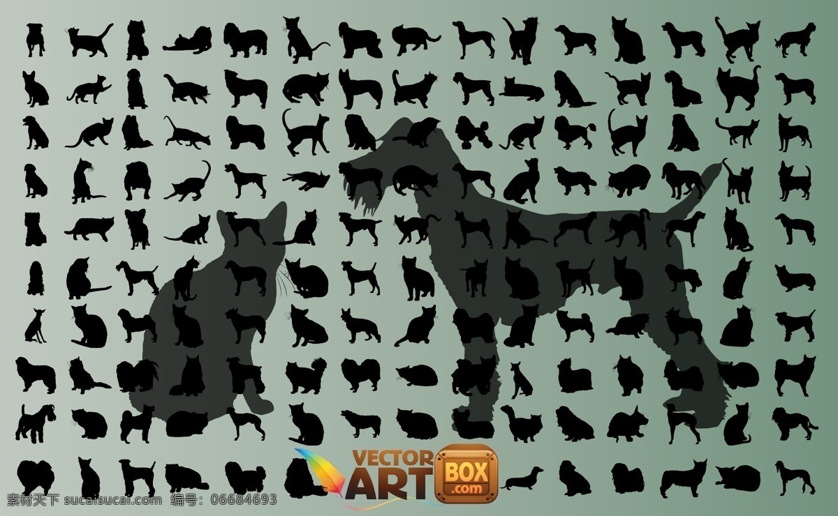 狗 猫 剪贴 画 黑色
