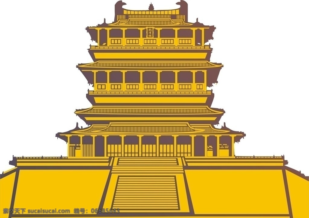 鹳雀楼矢量图 鹳雀楼 矢量图 cdr文件 矢量 鹳雀楼轮廓 线条 矢量素材 其他矢量