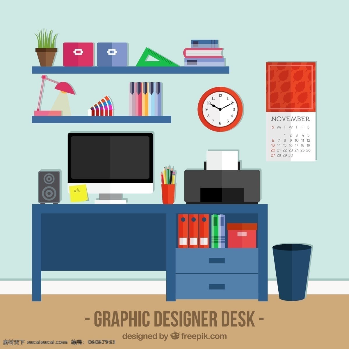 平面 设计师 桌面 计算机 办公室 办公桌 平面设计 工作场所 白色