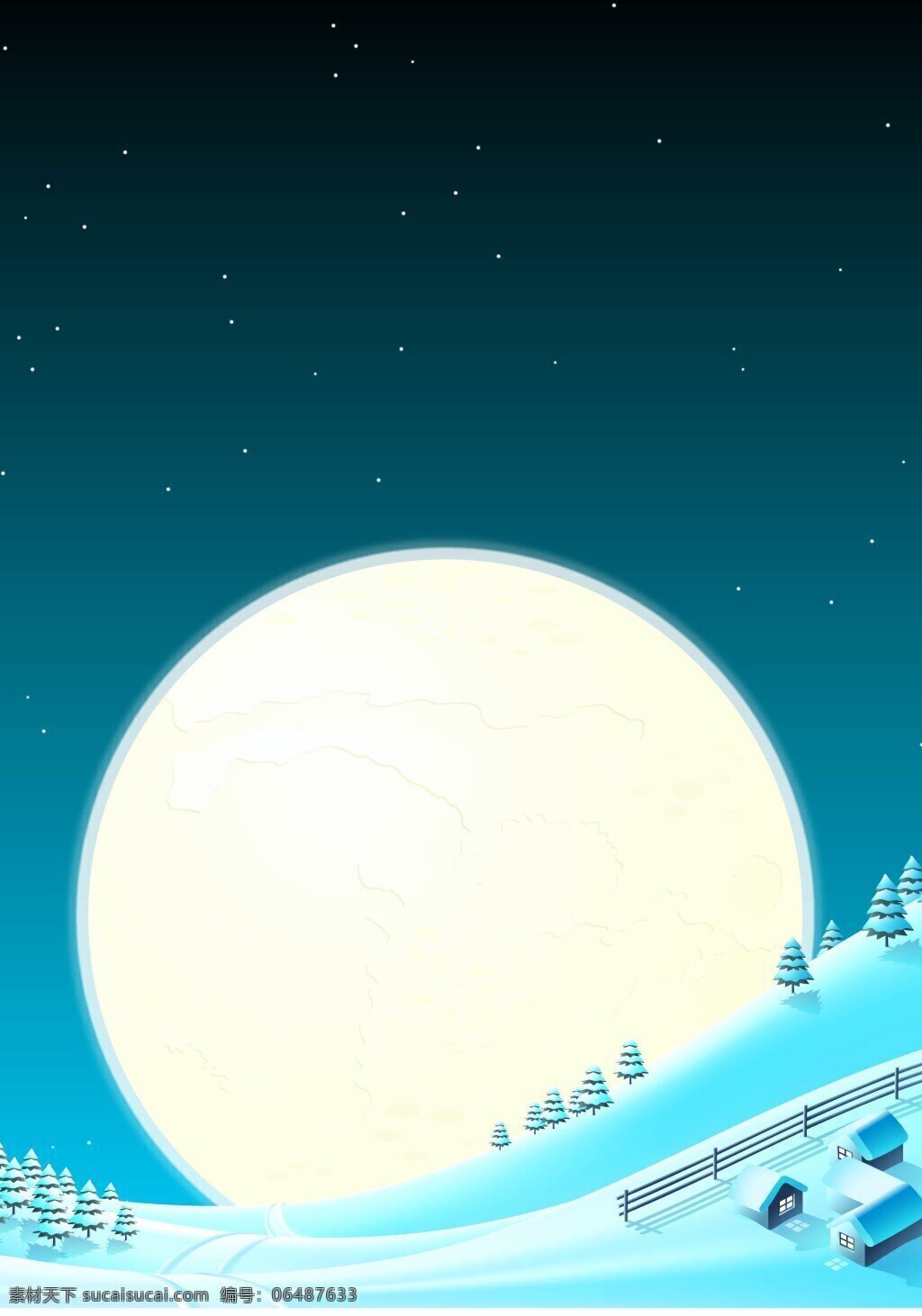 背景 插画 房屋 卡通 蓝色 圣诞节 圣诞树 矢量 夜景 手绘 童趣 雪景