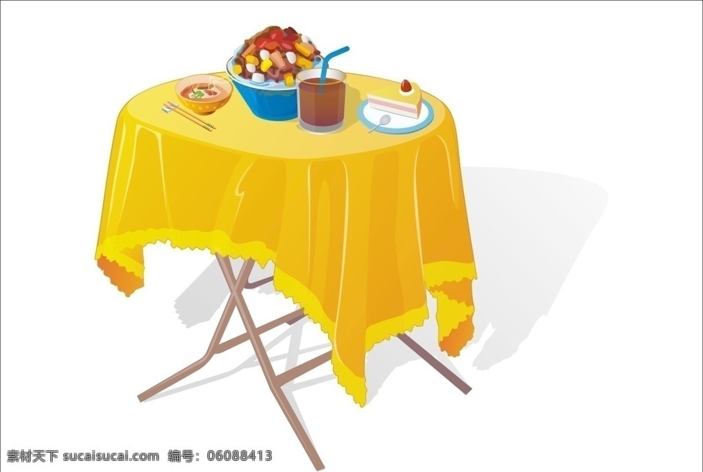 桌子餐桌 桌子 餐桌 咖啡 圆桌 喝咖啡 餐桌素材 家具 圆形餐桌 蛋糕 碗筷 食物 食品 桌布