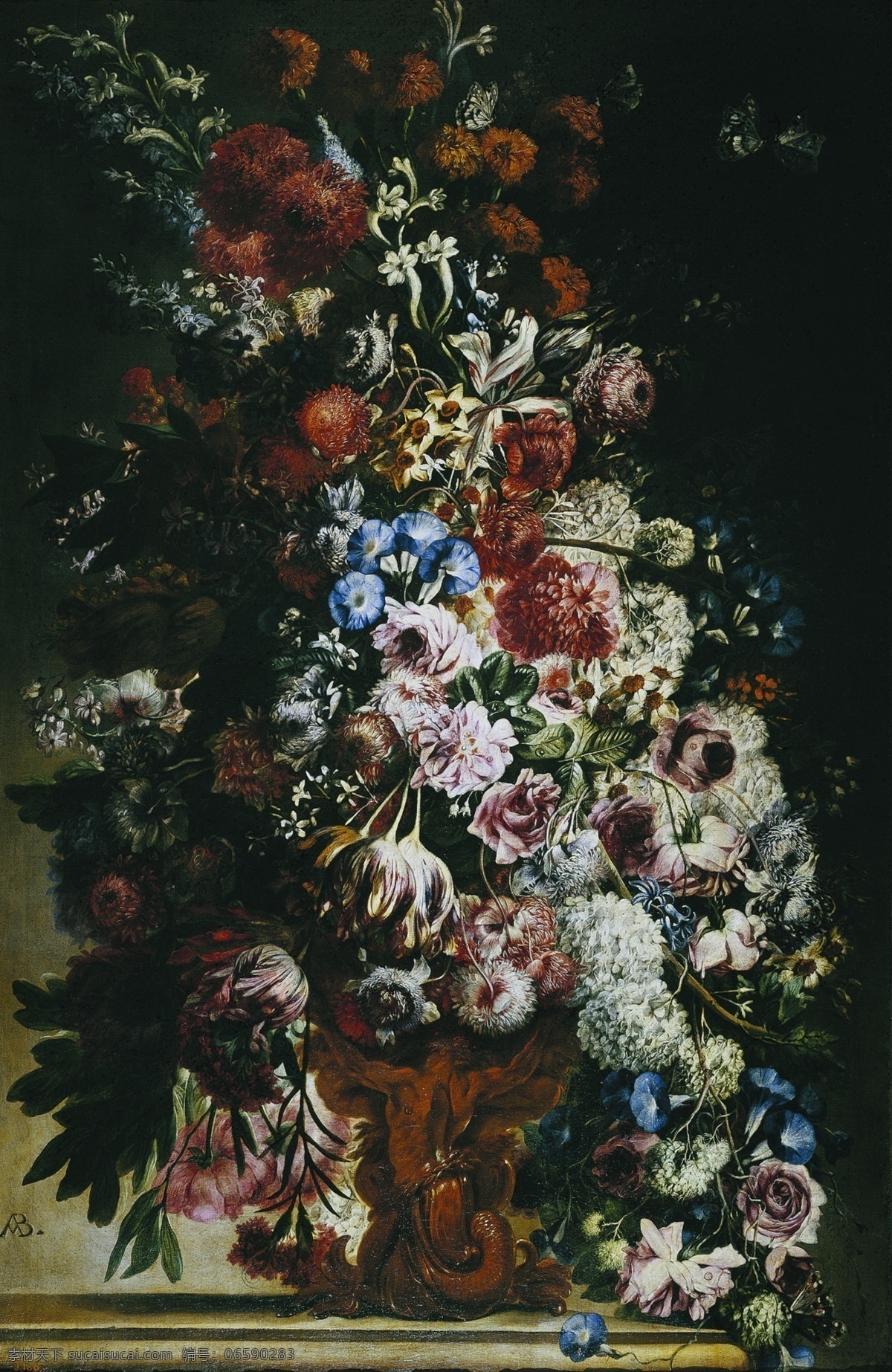 花卉 水果 蔬菜 器皿 静物 印象 画派 写实主义 油画 装饰画 ii florero andrea belvedere 荷花 玫瑰 百合 鲜花 实物 装饰素材
