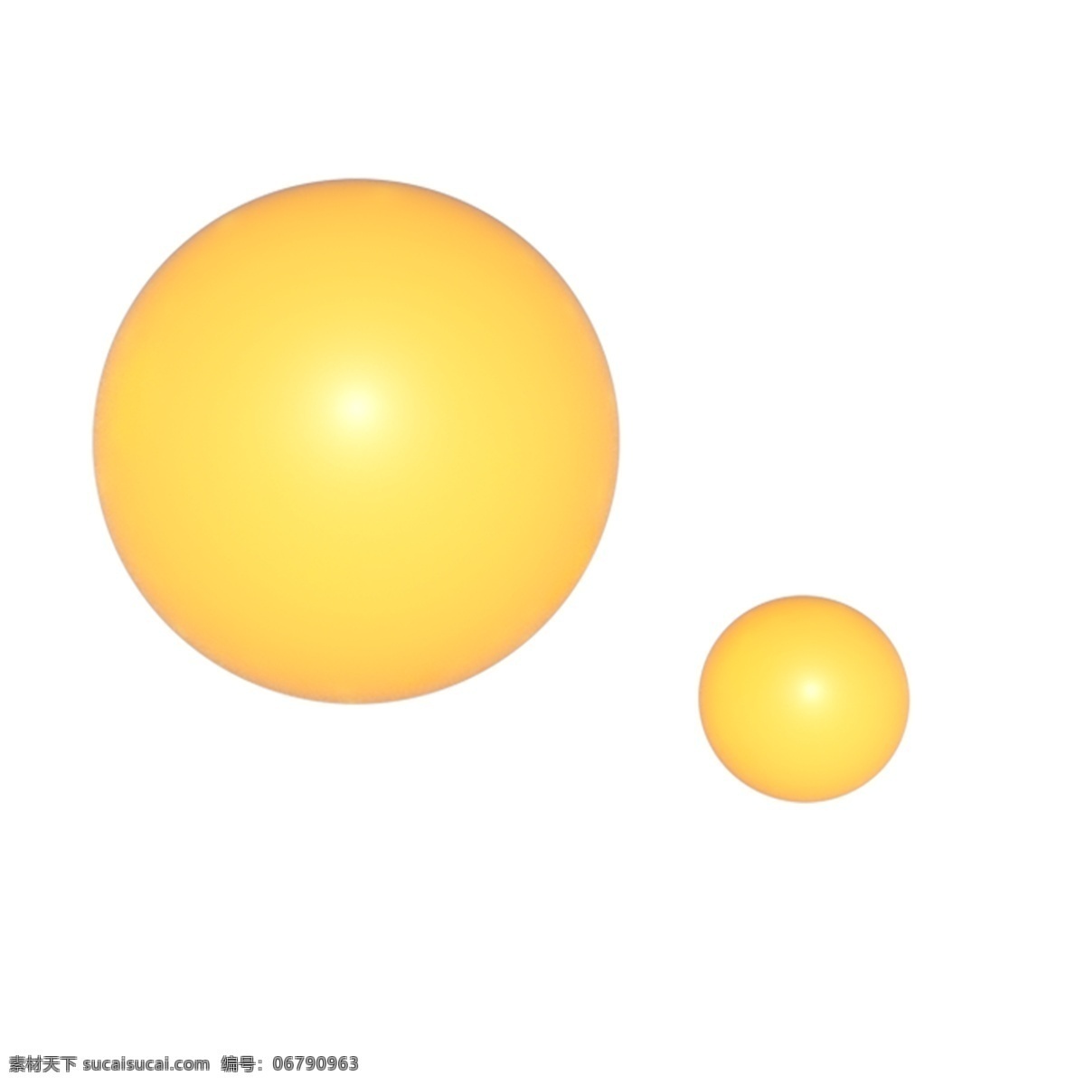 两个 黄色 圆球 免 抠 图 圆形球 黄色的圆球 卡通图案 卡通插画 漂亮 装饰 球面 3d球 免抠图