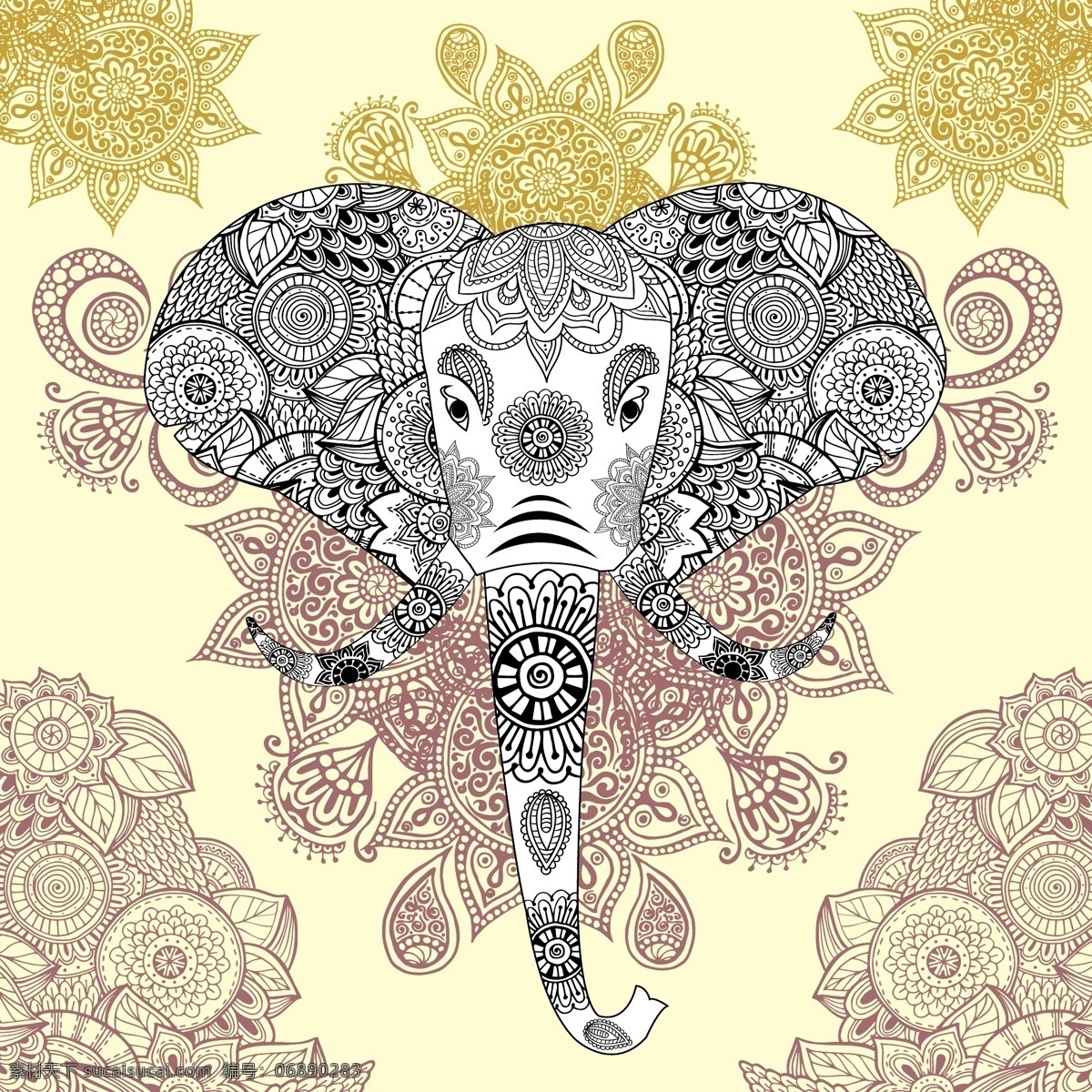 抽象大象花纹 大象 花纹 抽象 矢量 卡通动物 卡通设计