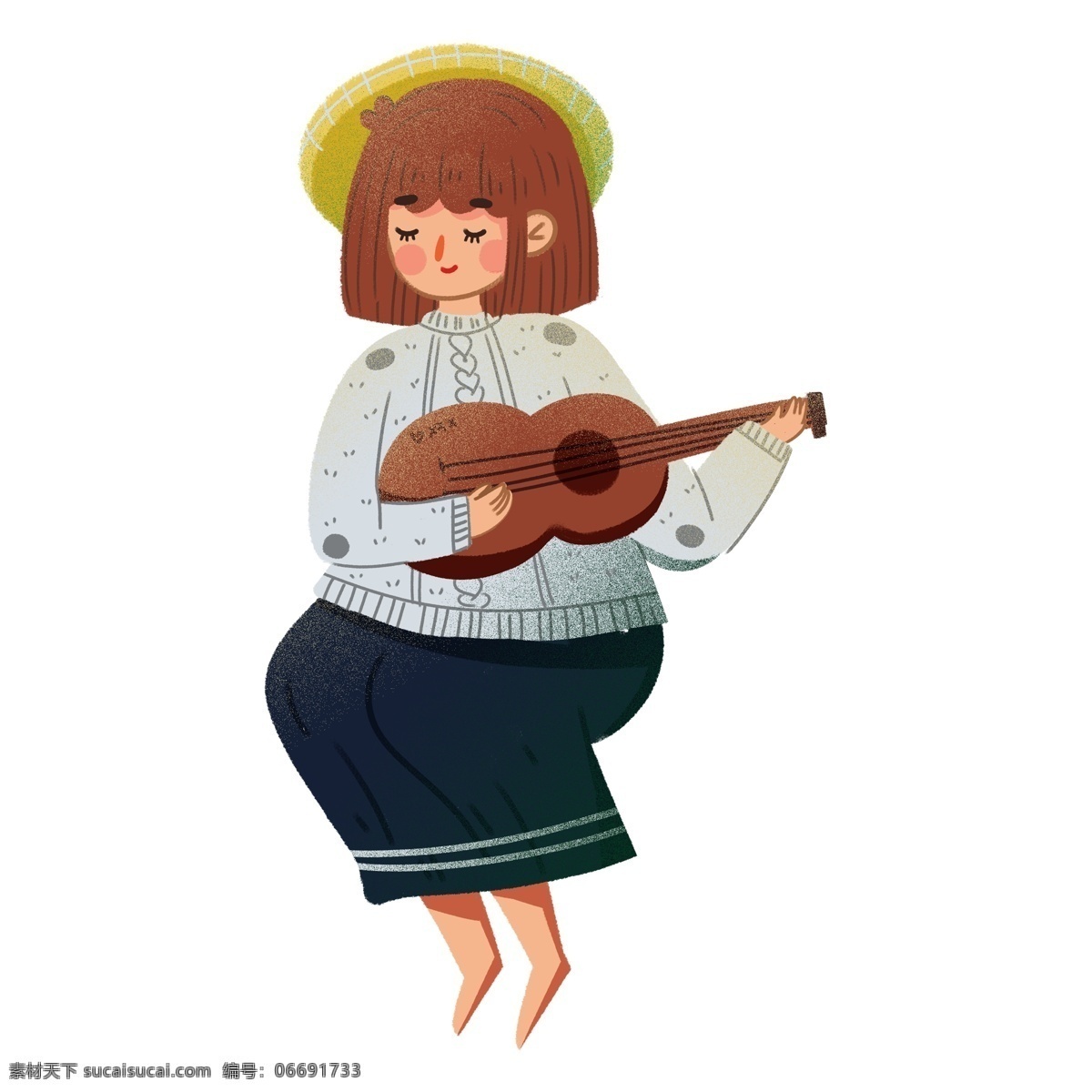 可爱 风 弹琴 女孩 免 抠 元素 弹琴的女孩 装饰元素 插画元素 简约 卡通 免扣素材 人物