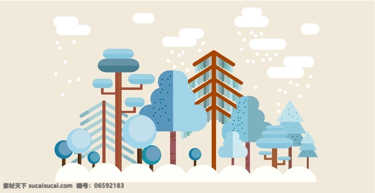 山林 雪景 几何 矢量图 云朵 自然风光 冰天雪地 矢量 设计图 背景 自然景观