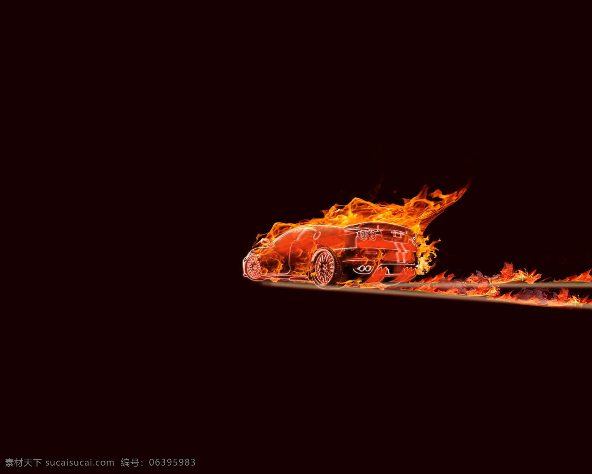 火焰车 酷 车 燃烧火焰 汽车 合图 现代科技