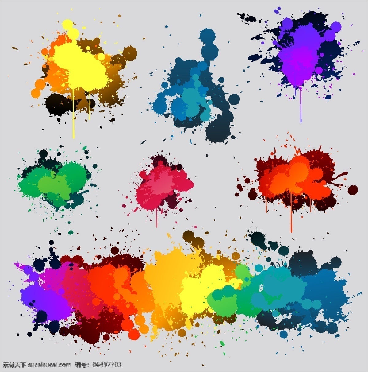 墨迹 彩色 水墨 涂料 油漆 底纹背景 底纹边框 矢量