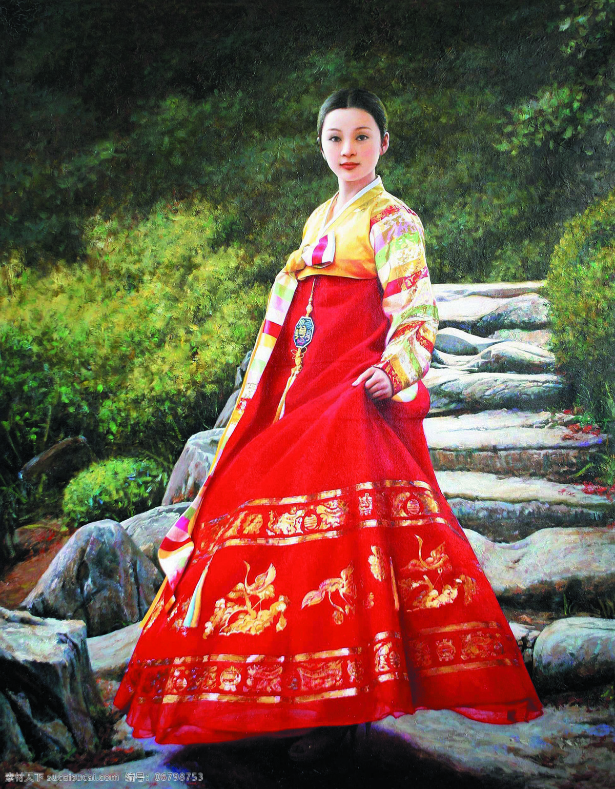 北方有佳人 美术 油画 人物画 女人 姑娘 美人 朝鲜族姑娘 山道 油画作品85 文化艺术 绘画书法