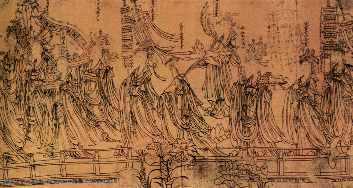 元 仙 仗 图 朝元仙仗图 神仙佛像 中国古画 设计素材 古典藏画 书画美术 棕色