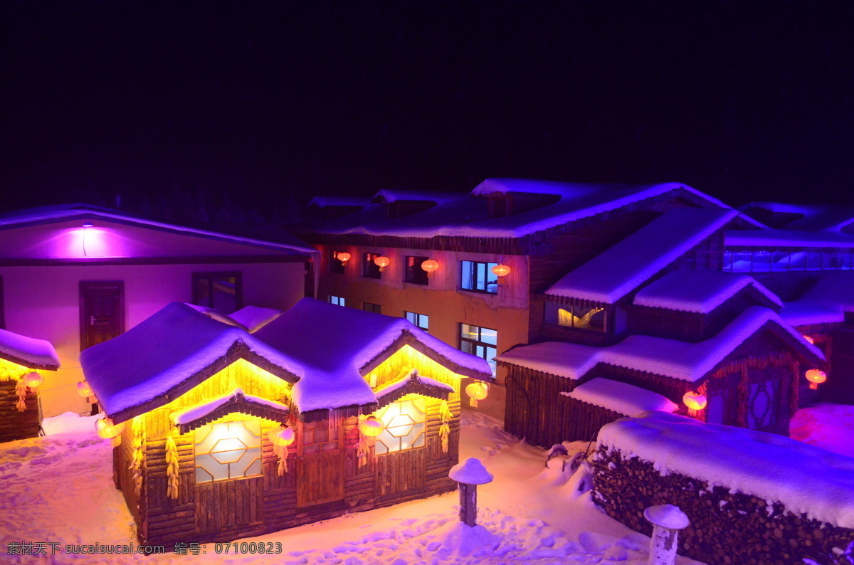 雪乡夜景 雪乡 夜景 雪景 积雪 梦幻家园 旅游摄影 国内旅游