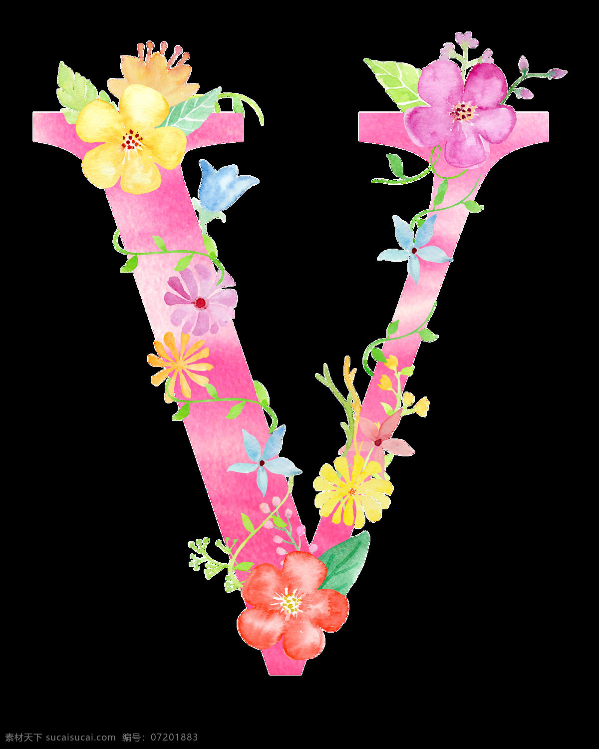 字母 艺术 字 花朵 装饰 玫瑰花装饰 艺术字 字母v