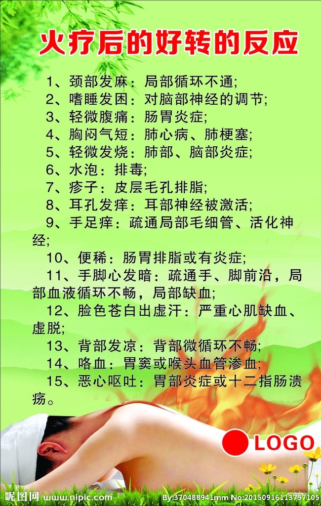 火疗 美容 绿色 好转反应 养生 绿色展板