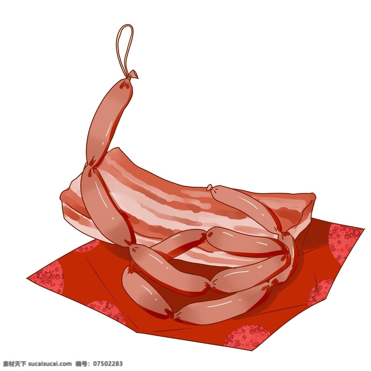 卡通 手绘 中国 传统 春节 腊肉 节日 美食 美味 中国风 手绘腊肉 卡通腊肉 美味腊肉 传统美食 特产
