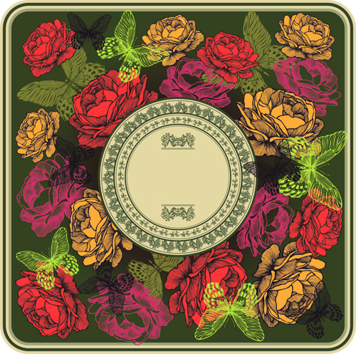 花 蝴蝶 轮 架 背景 矢量 蝴蝶花 框架 矢量图 其他矢量图