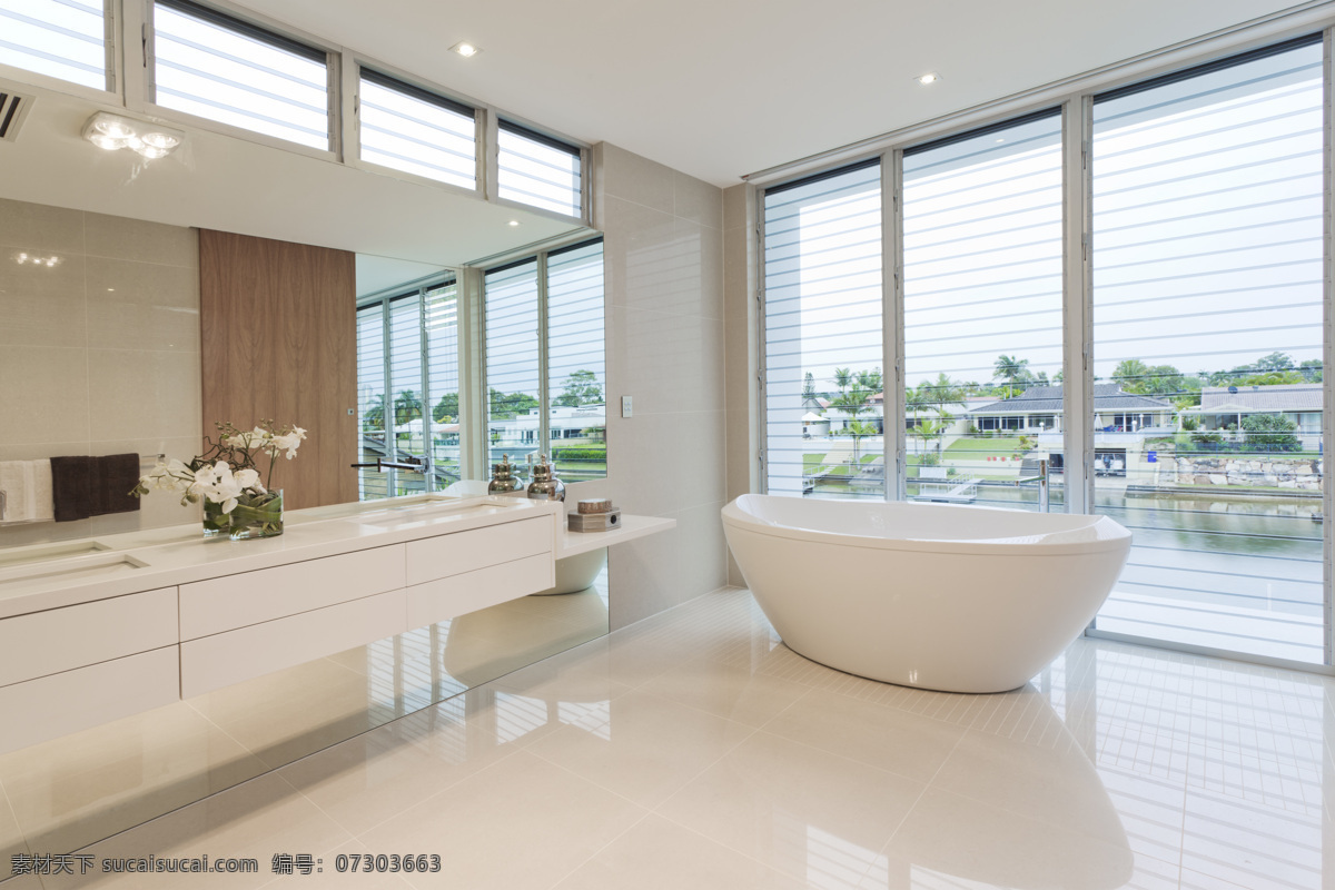 白色 系列 宽敞 景 窗 浴室 室内设计 装饰装潢 卫浴设计 现代家居 时尚 环境家居
