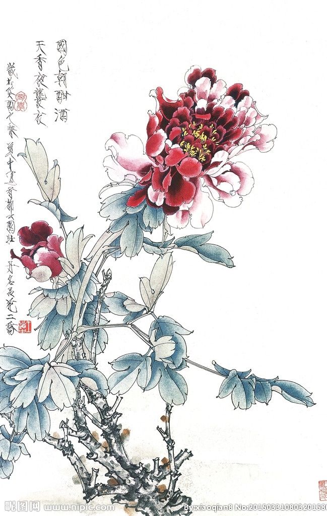 国画牡丹 国画 牡丹 花枝 壁画 装饰画 中国风 装饰画专辑 文化艺术 绘画书法