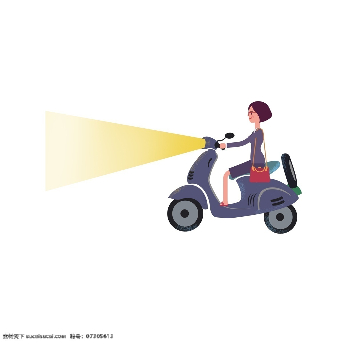 骑 摩托车 女人 卡通 元素 骑摩托车 职业 下班