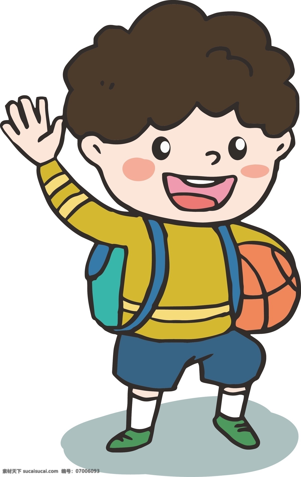 篮球 小 男孩 黄色 卡通 可爱 学生 学校 小男孩