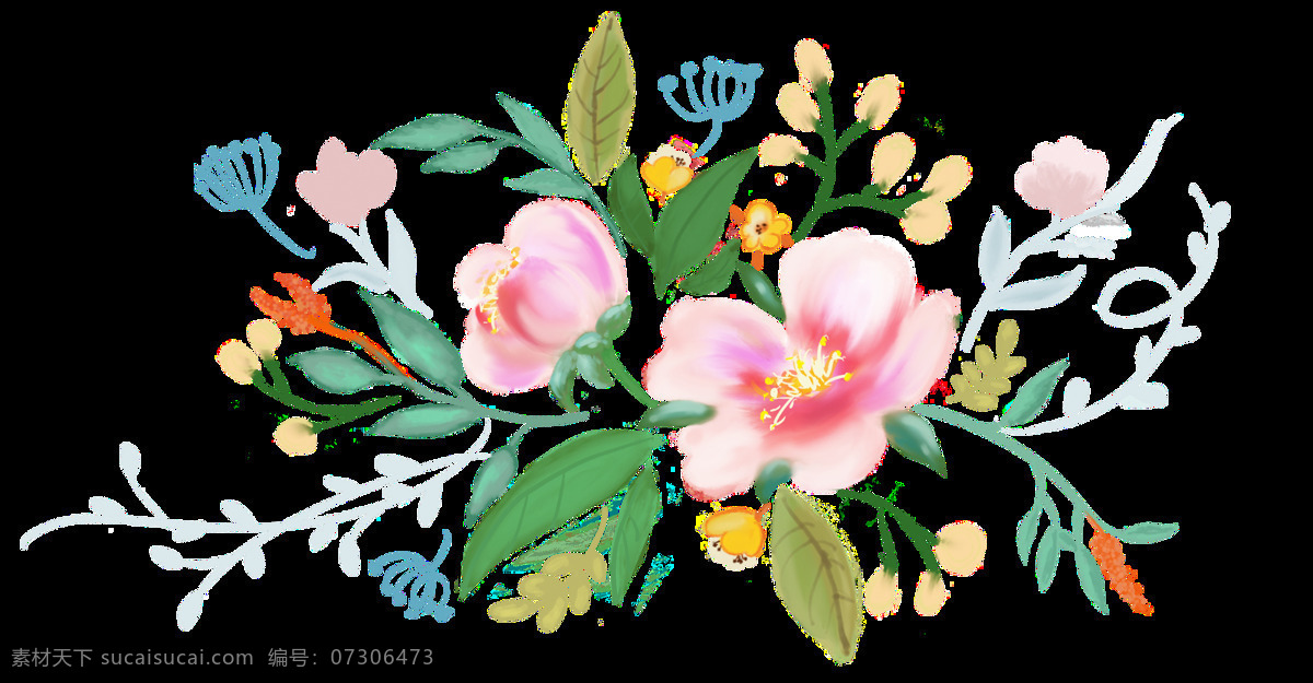 精美 卡通 花朵 透明 装饰 设计素材 背景素材