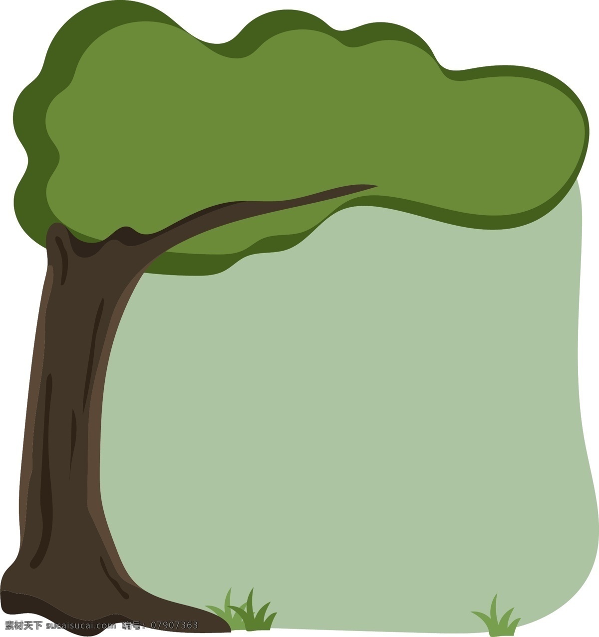 春天 绿色 大树 边框 绿色大树 树 绿色边框 绿植 小草 植物装饰边框