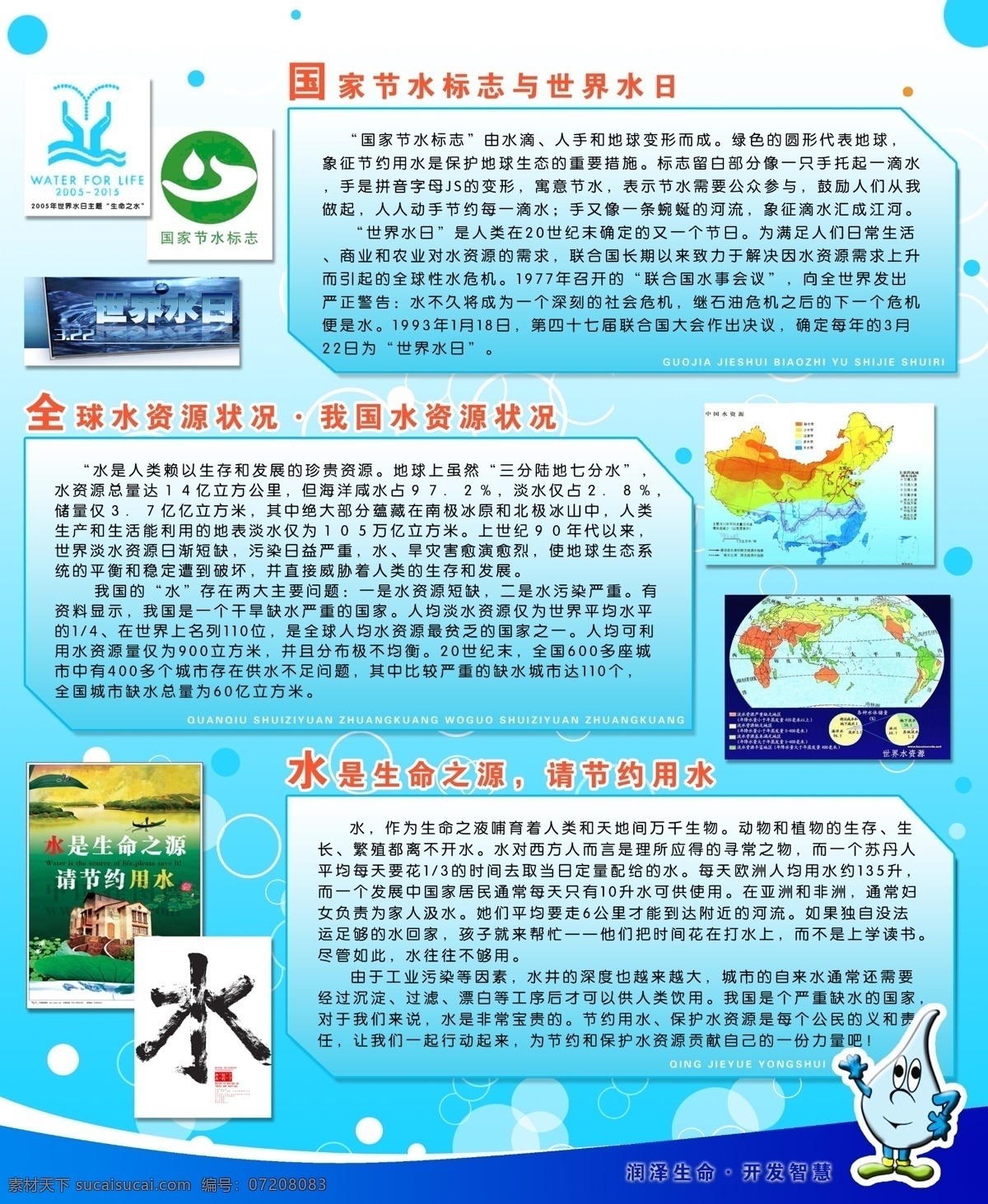 节约 用水 宣传栏 节约用水 学校 节水标志 水资源分布 宣传画 水的重要性 世界水日 小学学校展板 分层 源文件