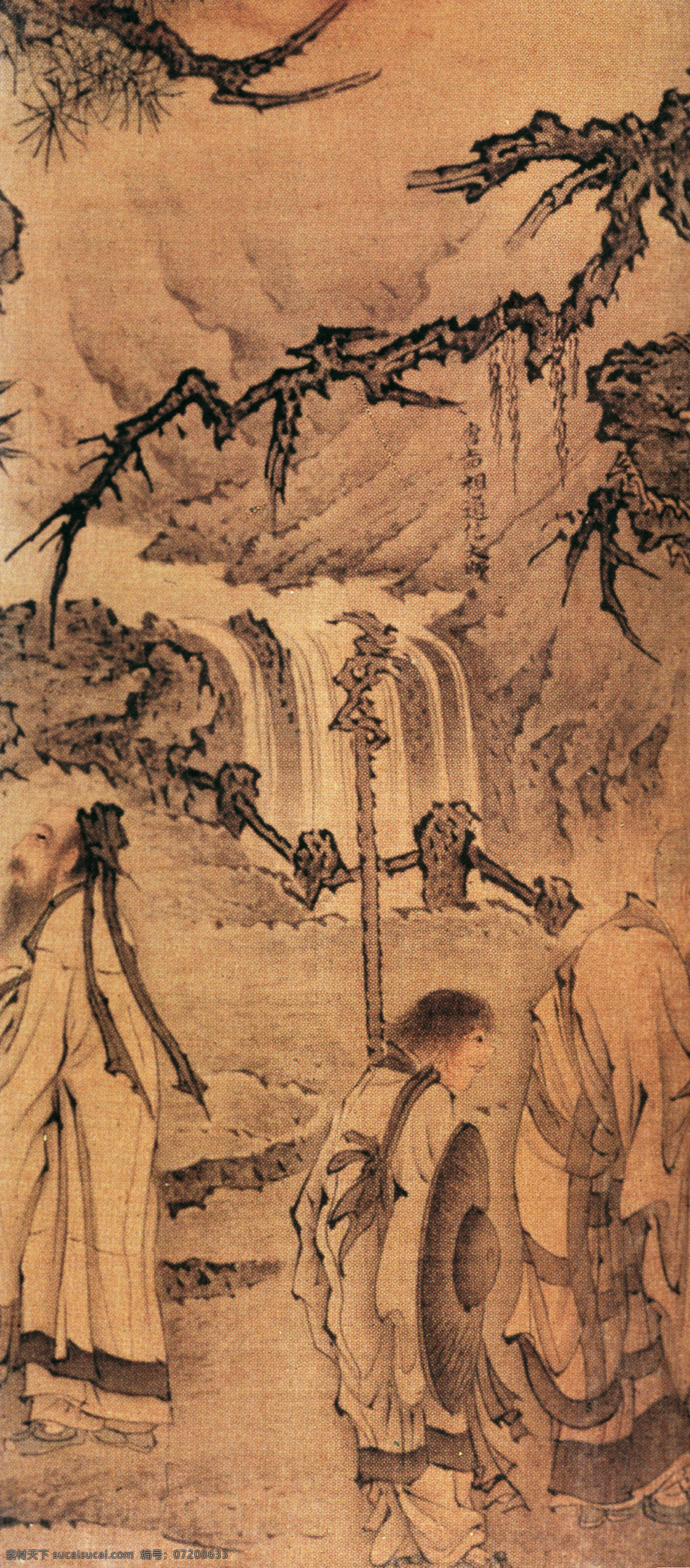 达摩 六 代 祖师 戴进 设计素材 人物名画 古典藏画 书画美术 棕色