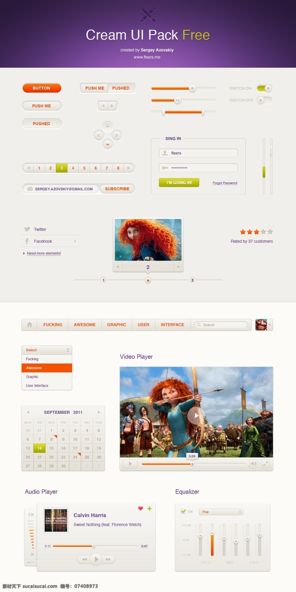 ui 工具包 gui ui工具包 ui设计 界面设计 灰色 干净ui设计 清新ui设计 女神的男人 psd源文件