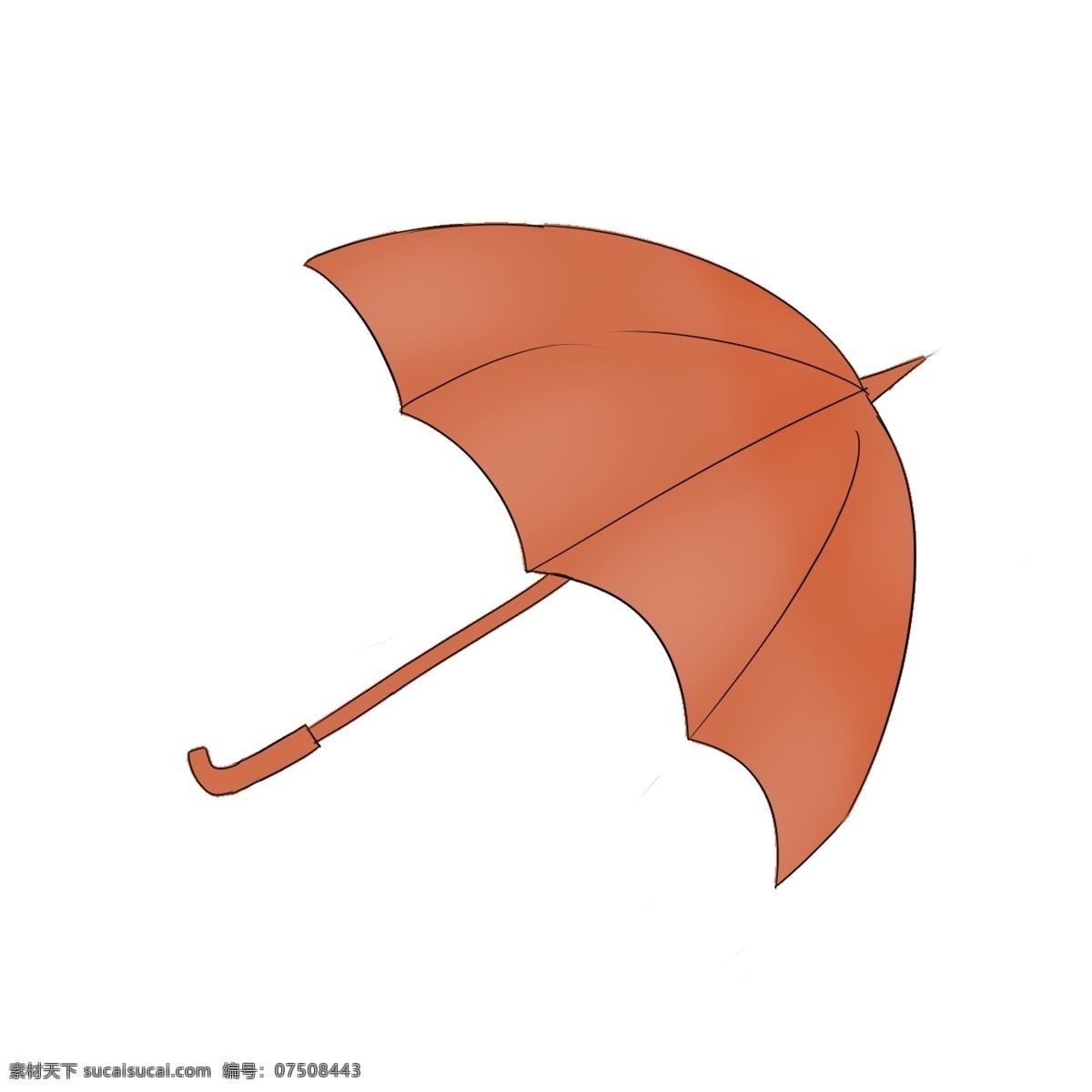 橘黄色 小 雨伞 图案 线条 插画 绘画素材 创意 简约 小清新 水彩 装饰图案 文艺 可爱 卡通