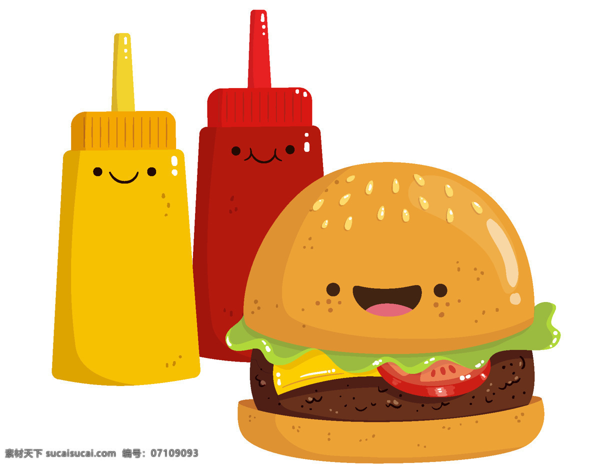 卡通 汉堡包 番茄酱 矢量 元素 矢量元素 透明元素 快餐 免抠元素